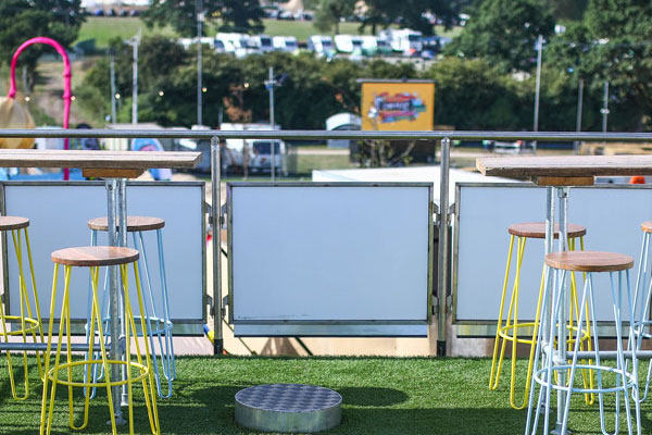 white box structure for hire with stools