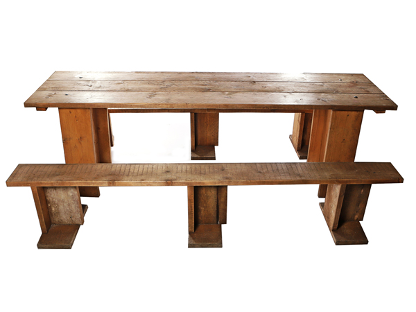 Reclaimed Scaffold Board Table and Benches