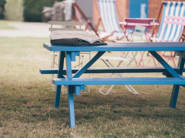 Blue Picnic Bench to hire
